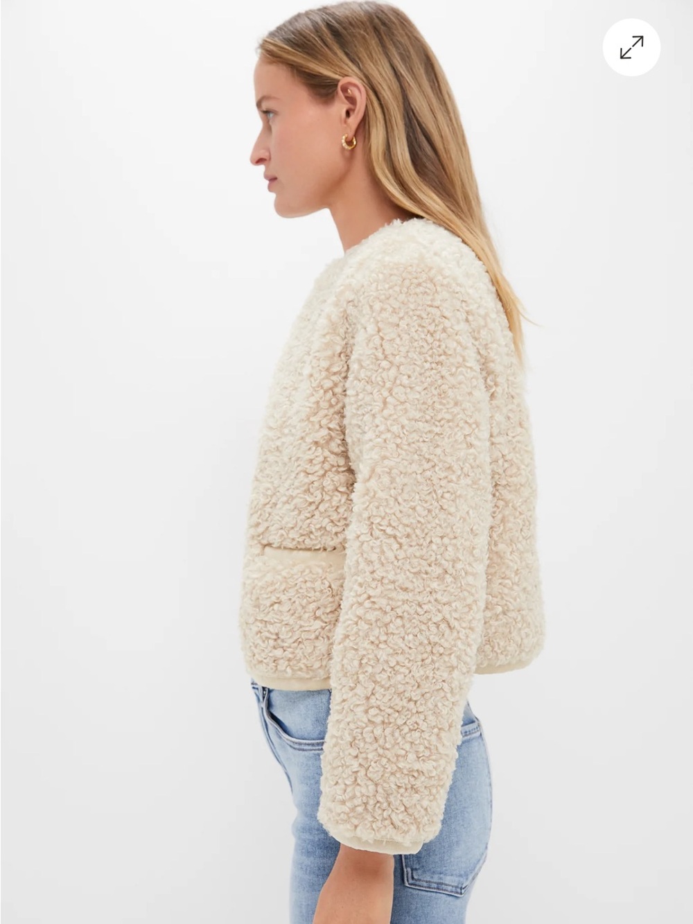 Hyacinth House Tuckernuck Neutral Cream Teddy Jacket - Picture 2 of 10